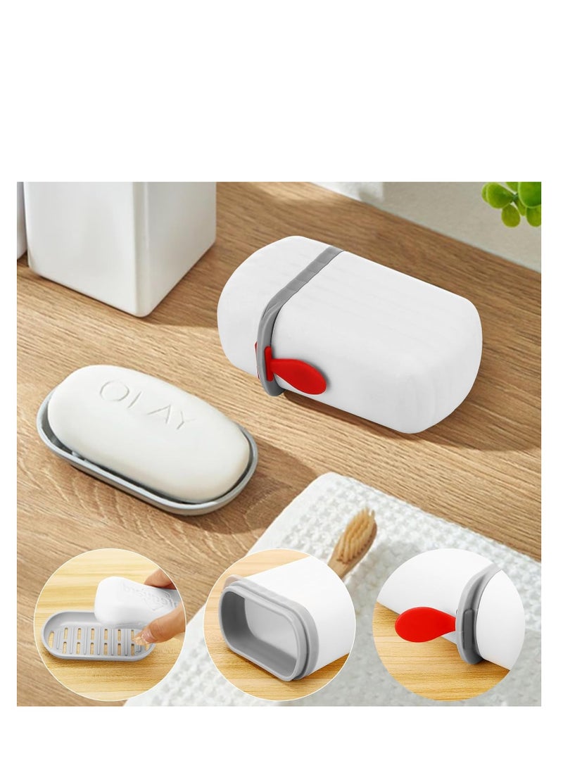 A small, reusable white plastic soap dish with a lid, perfect for the bathroom, gym, hiking, camping, and travel. - Image 5